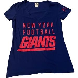 PINK Victoria secret blue v neck giants T-shirt with red lettering